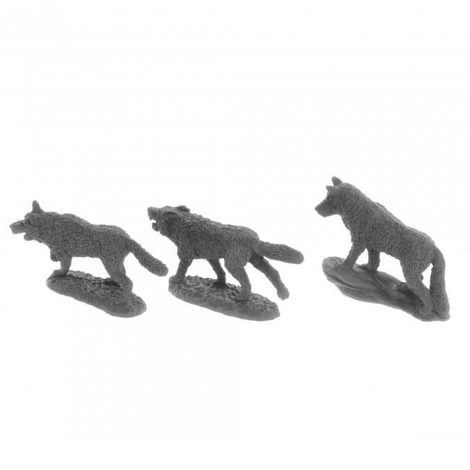 Dungeon Dwellers Wolf Pack (3) #07038 Bones USA Unpainted Plastic Figures