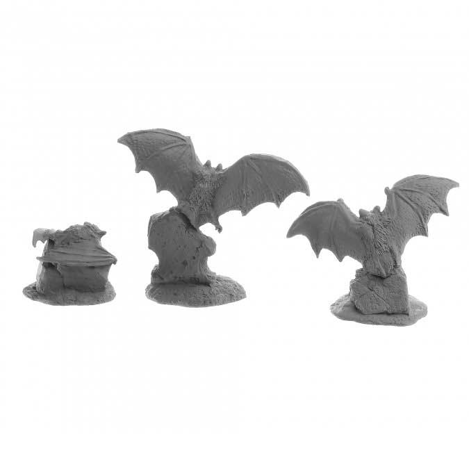 Dungeon Dwellers Giant Bats (3) #07058 Bones USA Unpainted Plastic Figures