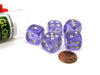 Set of 5 16mm D6 Glow In the Dark Spots Dice in Tube - Purple