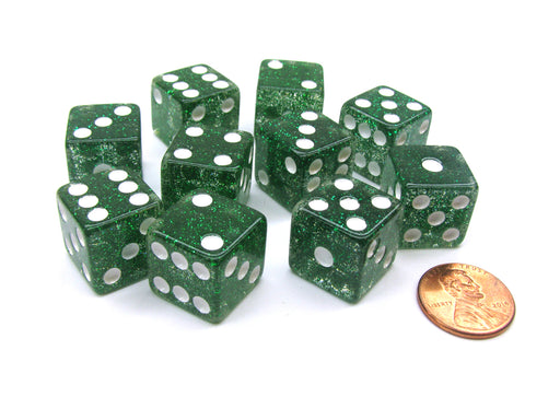 Koplow Games Set of 10 D6 25mm Large Opaque Jumbo Dice - Green with White  Pip