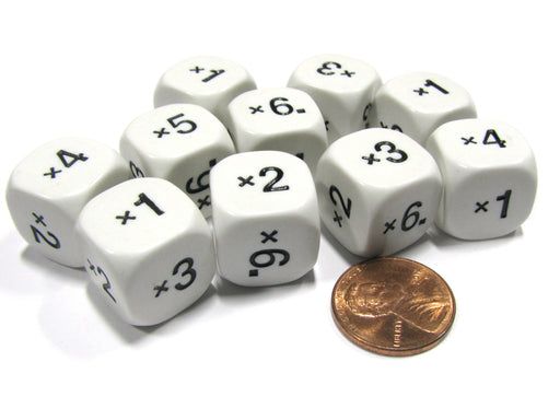 Set of 10 D6 16mm Educational Classroom Multiplication Multiply Basic Math Dice