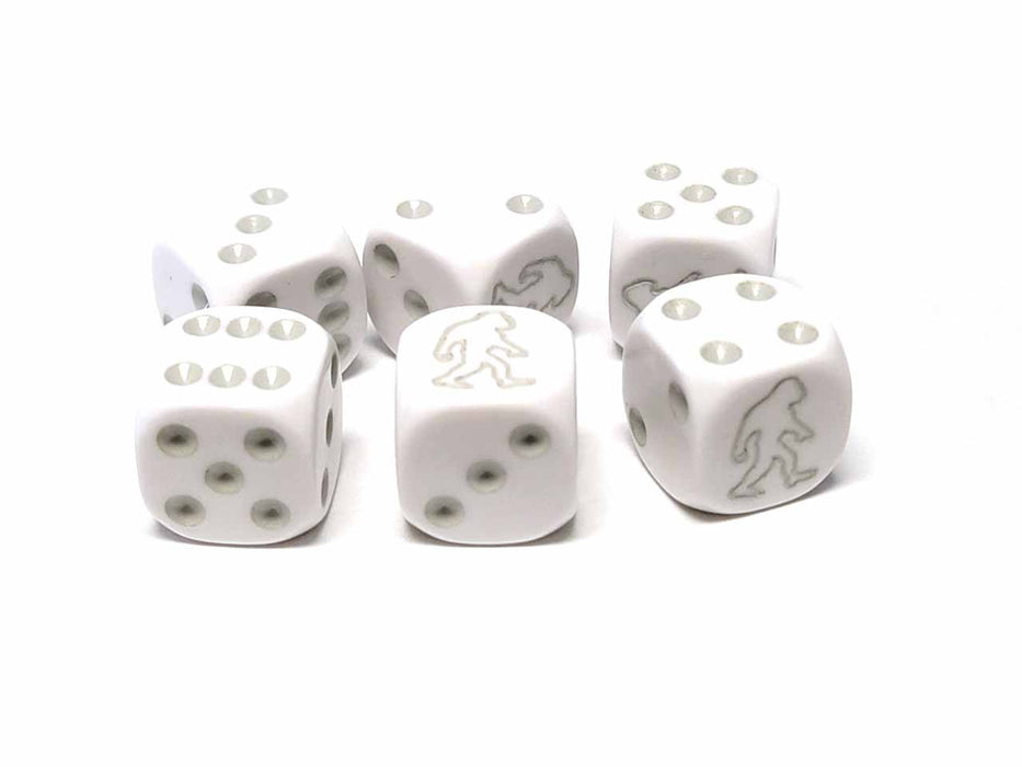 Pack of 6 Bigfoot Dice, D6 16mm - White with Gray Pips