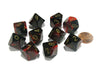 Set of 10 Chessex Gemini D10 Dice - Black-Red with Gold Numbers