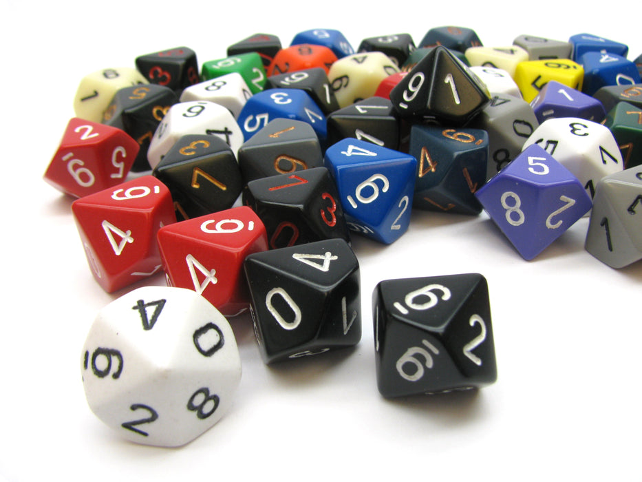 Bag of 50 Assorted Loose Opaque Polyhedral 16mm D10 Dice