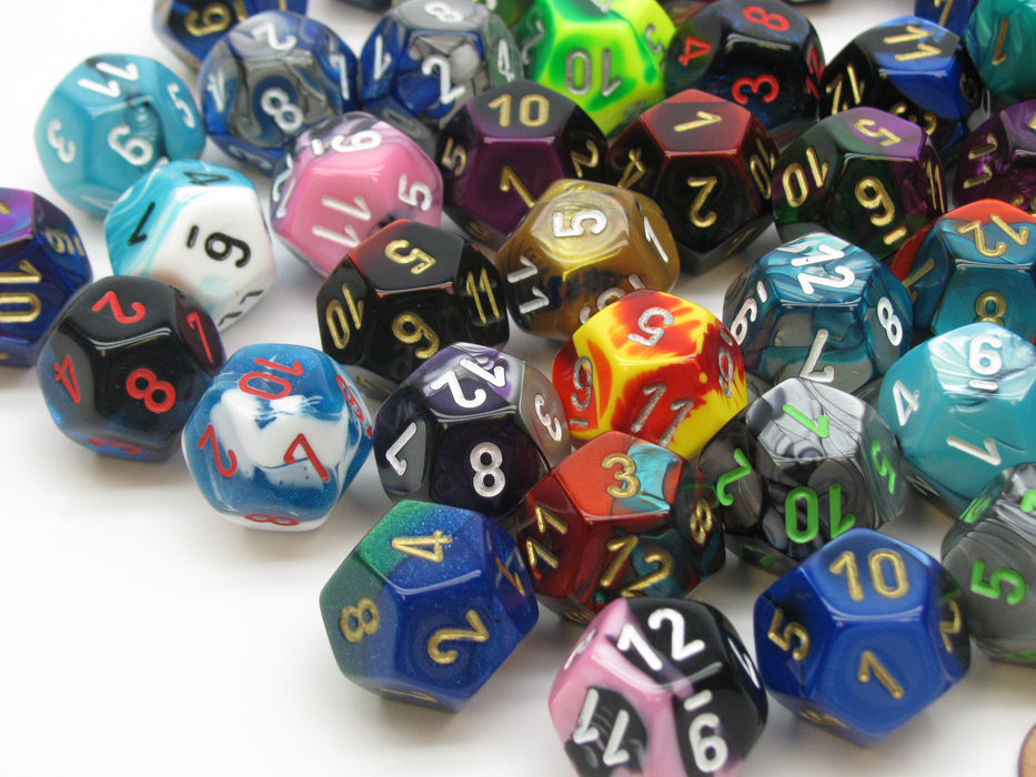 Bag of 50 Assorted Loose Gemini D12 Chessex Dice