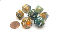 Polyhedral 7-Die Festive Lab Dice Chessex Dice Set - Autumn with White Numbers