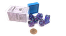 Polyhedral 7-Die Nebula Lab Dice Chessex Dice Set - Nocturnal with Blue Numbers