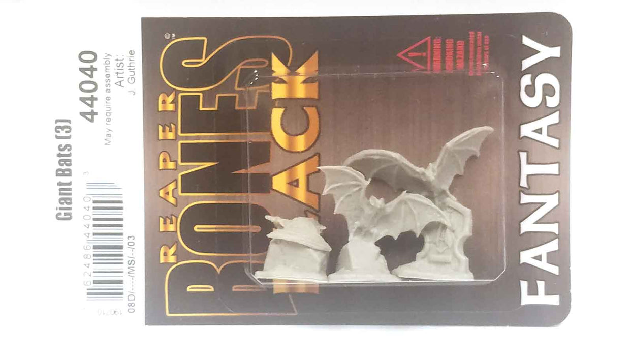 Reaper Miniatures Giant Bats (3) #44040 Bones Black Unpainted Plastic Figure