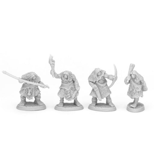 Black Bear Tribe Cavemen (4) 44086 Bones Black Unpainted Plastic