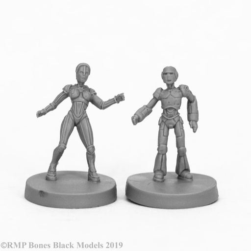 Reaper Miniatures Androids (2) #49011 Bones Black Unpainted Plastic RPG Figure