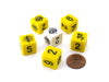 Pack of 6 Custom Engraved 16mm Spider Dice - Yellow with Black, White with Black