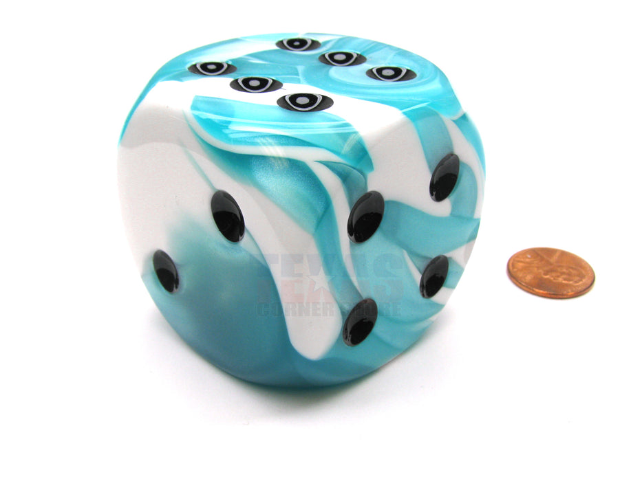 Gemini 50mm Huge Large D6 Chessex Dice, 1 Piece - Teal-White with Black Pips