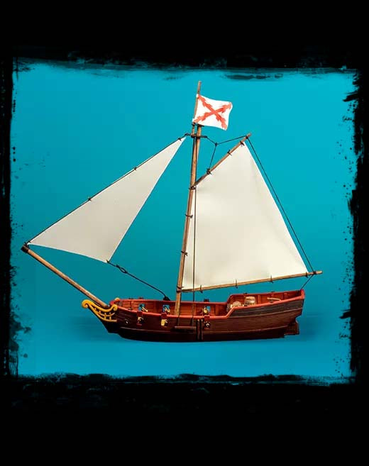 Blood & Plunder: Unpainted Plastic Resin Sloop Ship Hull with Rigging Components