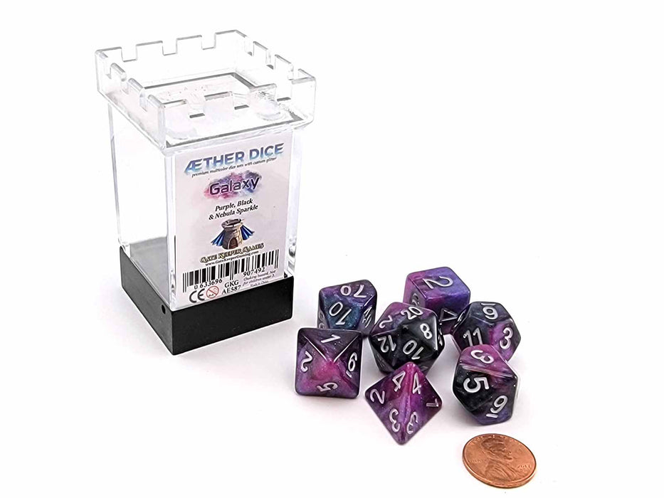 Aether Dice 7 Piece Polyhedral DnD Dice Set - Galaxy