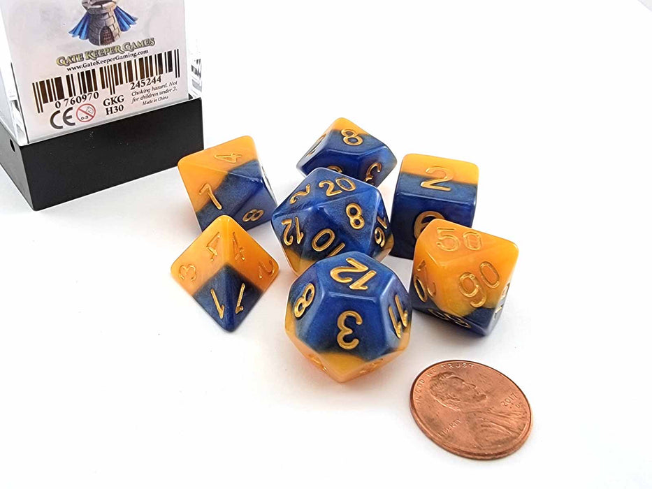 Halfsies Dice 7 Piece Polyhedral DnD Dice Set - King's Dice