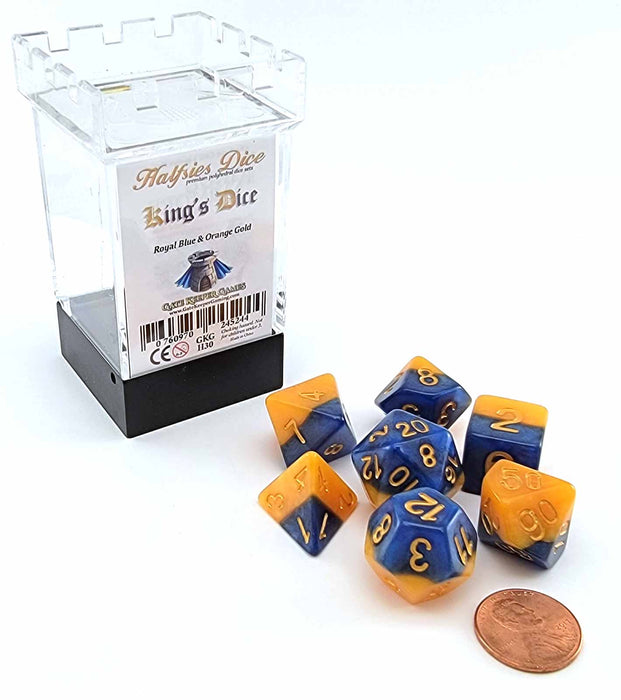 Halfsies Dice 7 Piece Polyhedral DnD Dice Set - King's Dice