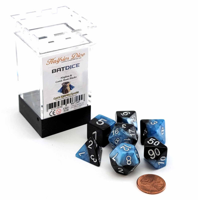 Halfsies Dice 7 Piece Polyhedral DnD Dice Set - Bat