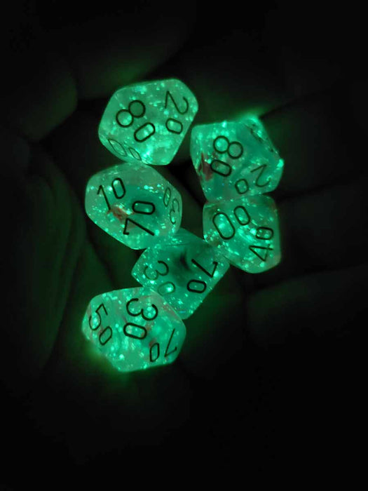 Luminary Nebula 16mm Tens D10 Percentile Dice, 6 Pieces - Wisteria with White