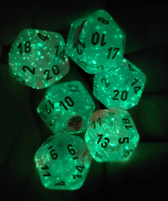 Luminary Nebula 20mm D20 Chessex Dice, 6 Pieces - Wisteria with White Numbers