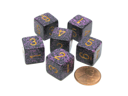 Speckled 15mm 6 Sided D6 Polyhedral Chessex Dice, 6 Pieces - Hurricane