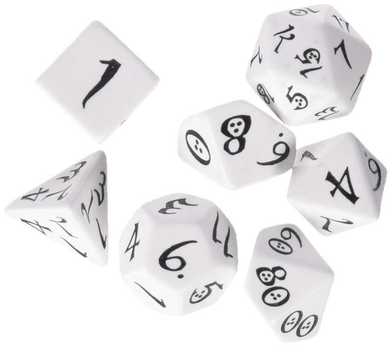 Q-Workshop Classic RPG Dice Set White with Black Etches (7 Piece Set)