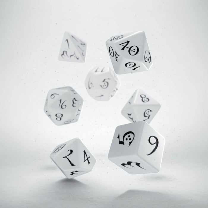 Q-Workshop Classic RPG Dice Set White with Black Etches (7 Piece Set)