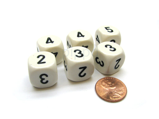 Opaque 16mm Chessex Averaging Dice (2-3-3-4-4-5) - White with Black