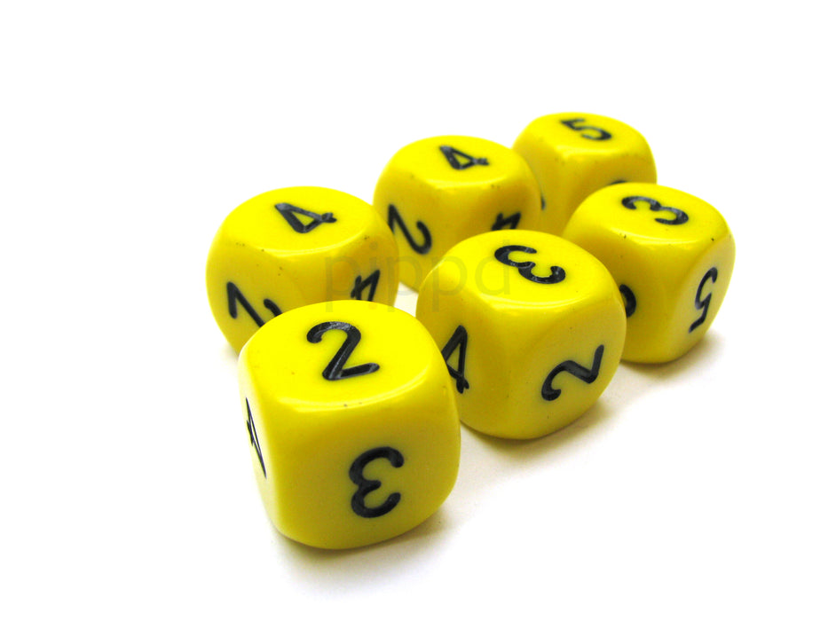 Opaque 16mm Chessex Averaging Dice (2-3-3-4-4-5) - Yellow with Black