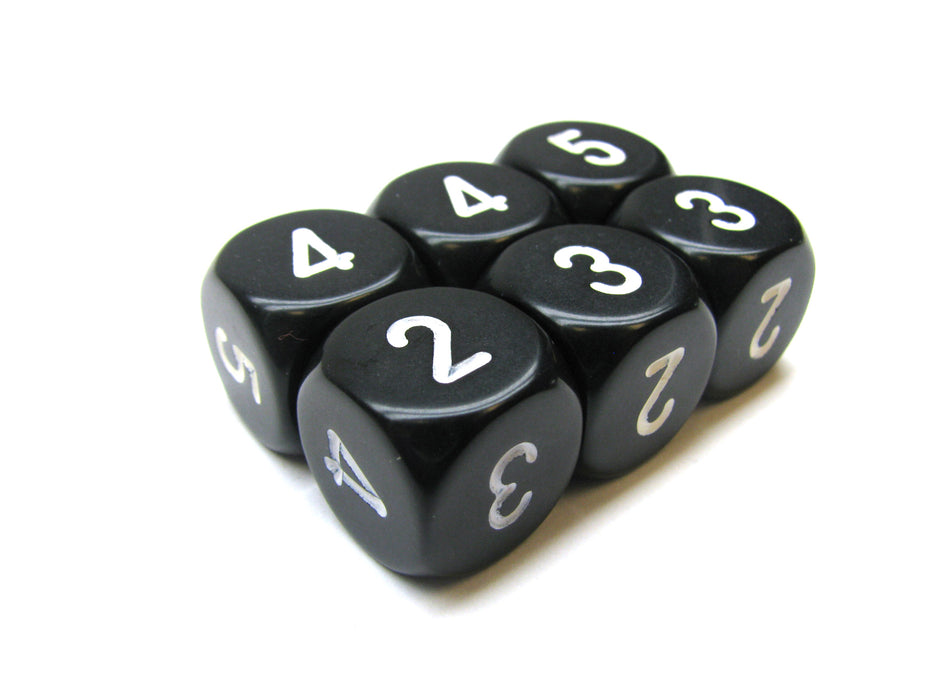 Opaque 16mm Chessex Averaging Dice (2-3-3-4-4-5) - Black with White