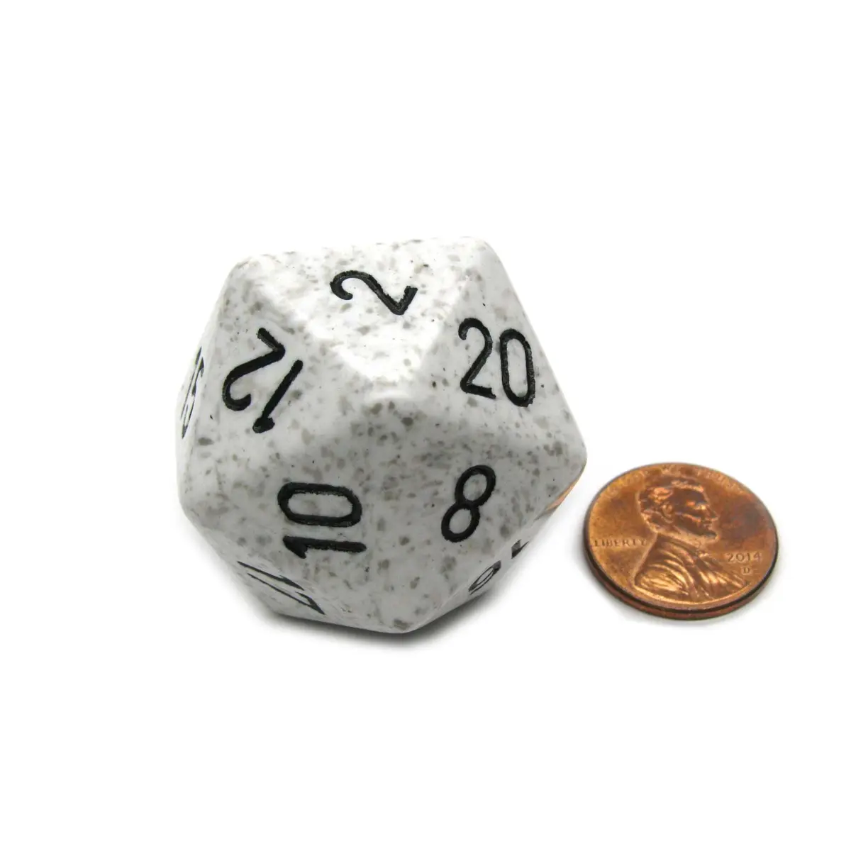 34mm Large 20-Sided D20 Speckled Chessex Dice, 1 Die - Arctic Camo