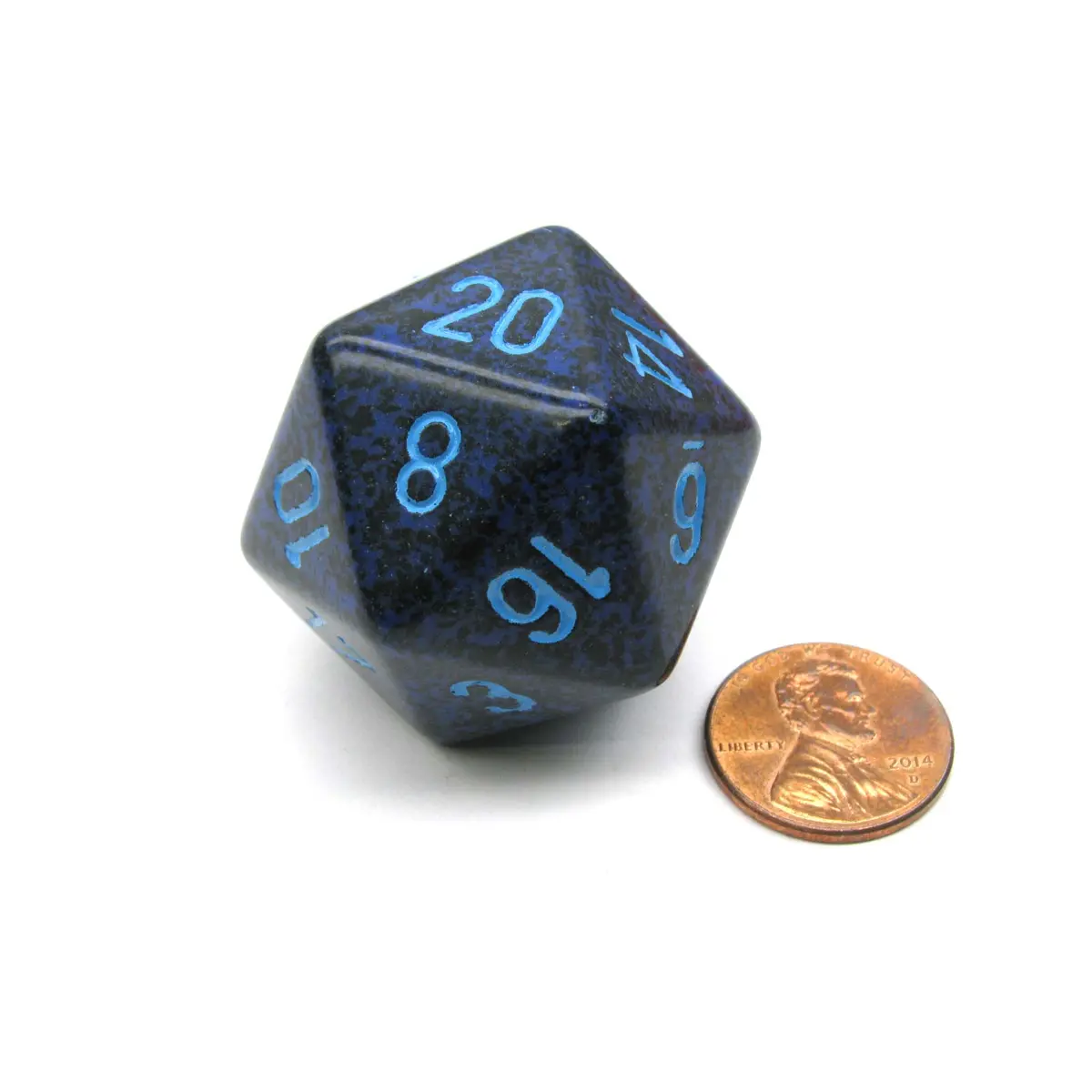 34mm Large 20-Sided D20 Speckled Chessex Dice, 1 Die - Cobalt