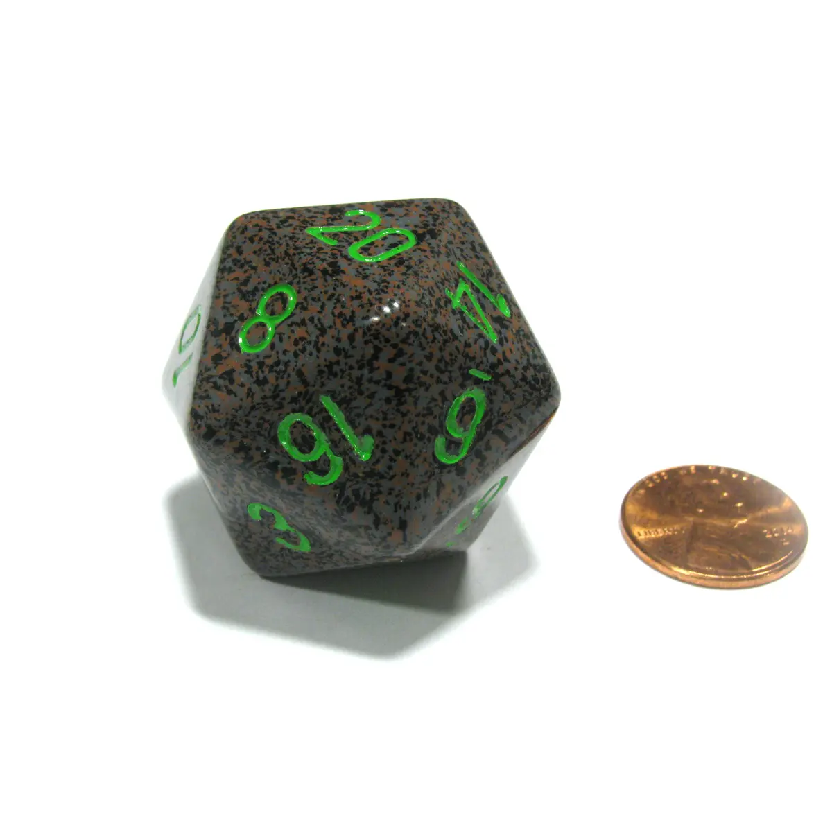 34mm Large 20-Sided D20 Speckled Chessex Dice, 1 Die - Earth