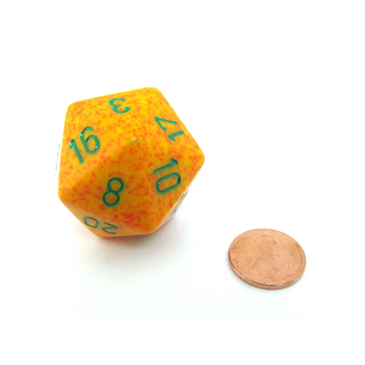 34mm Large 20-Sided D20 Speckled Chessex Dice, 1 Die - Lotus