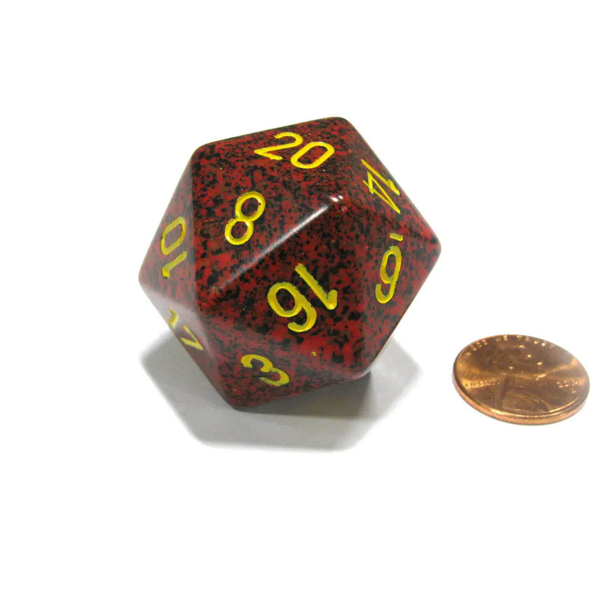 34mm Large 20-Sided D20 Speckled Chessex Dice, 1 Die - Mercury