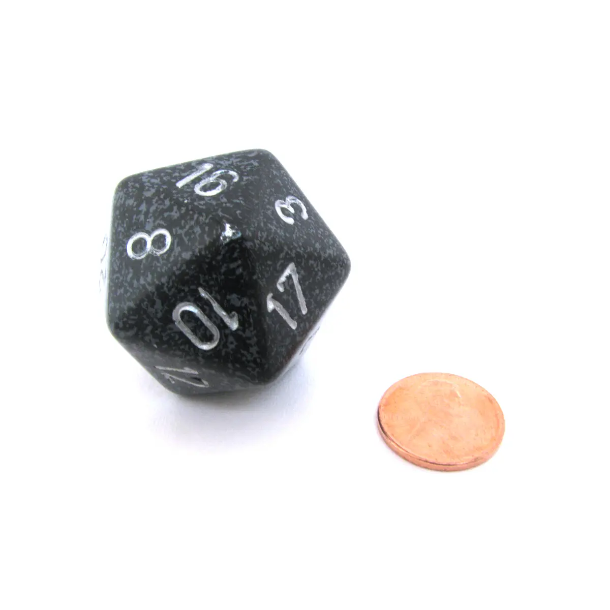 34mm Large 20-Sided D20 Speckled Chessex Dice, 1 Die - Ninja