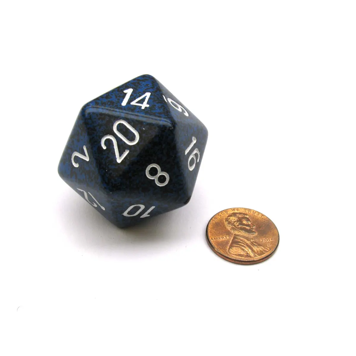 34mm Large D20 Speckled Chessex Dice, 1 Die - Stealth