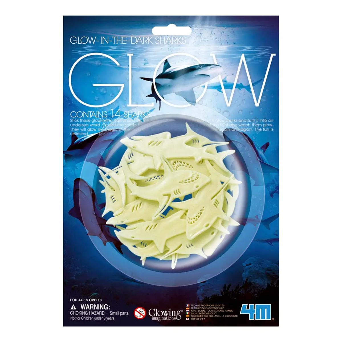 4M Pack of 14 Glow In The Dark Sharks