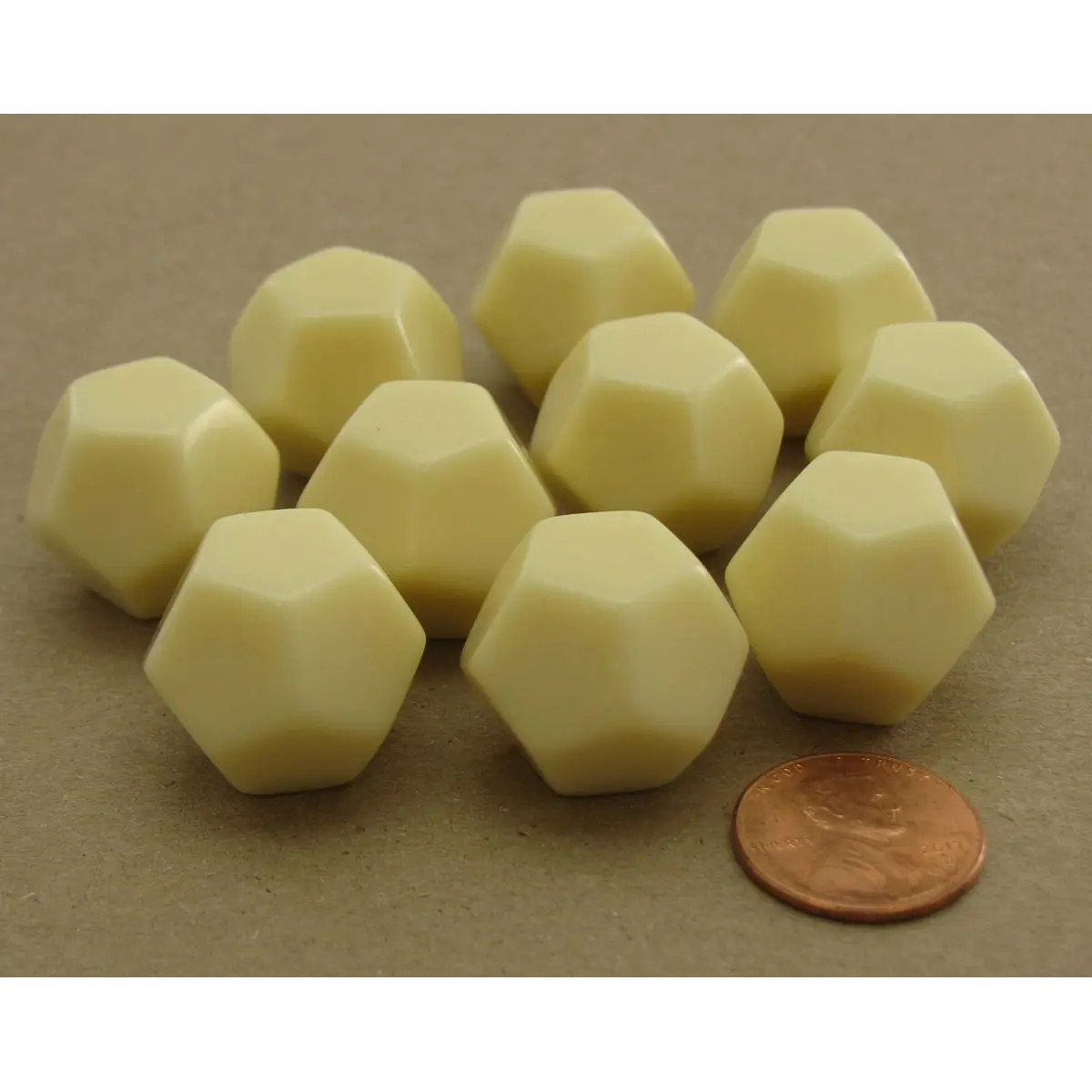 Bag of 10 Blank D12 Standard Size Dice - Ivory