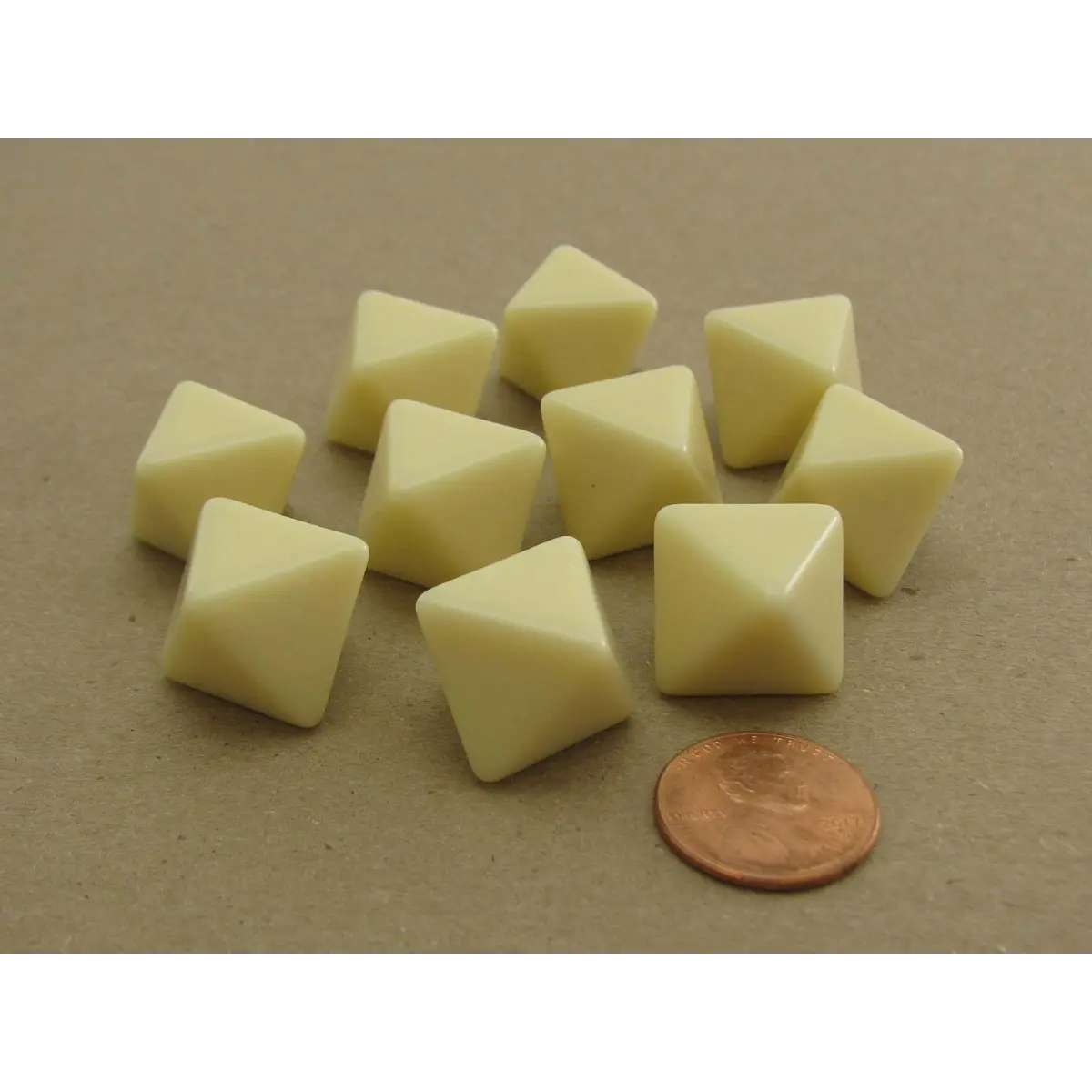 Bag of 10 Blank D8 Standard Size Dice - Ivory