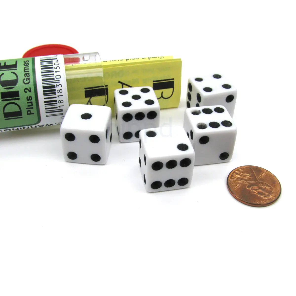 Bar Dice Game with 5 Dice Travel Tube and Gaming Instructions