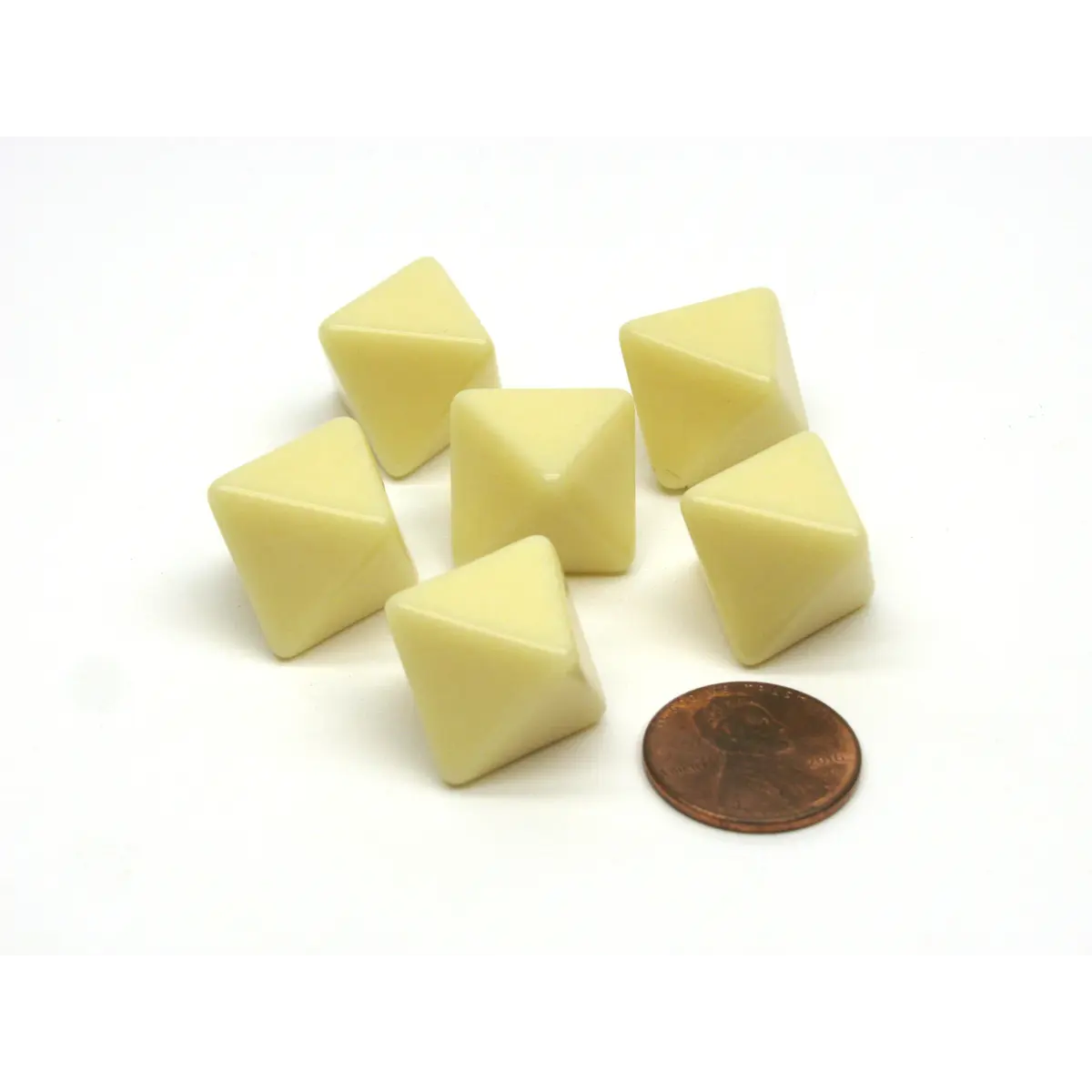 Blank Opaque 15mm 8 Sided D8 Chessex Dice, 6 Pieces - Ivory