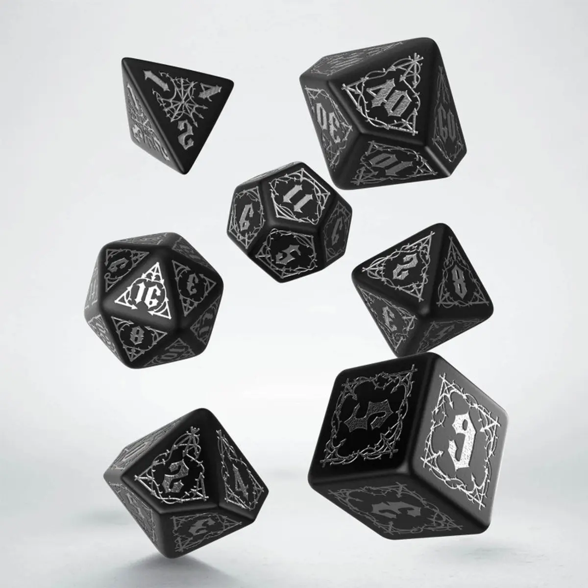 Bloodsucker 7 Piece Polyhedral Dice Set - Black/Silver
