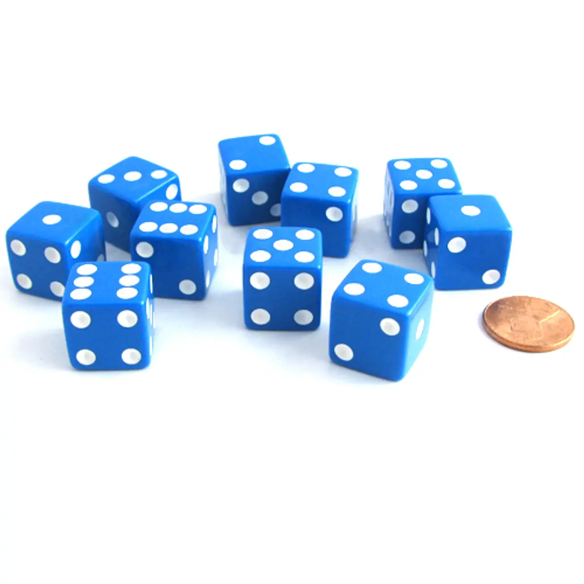Blue with White pips 16mm (5/8in) D6 Dice (10) Koplow Games