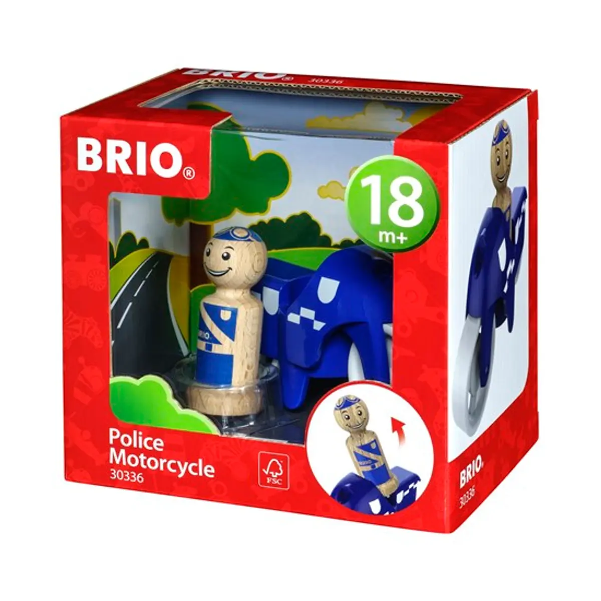 BRIO Wooden Police Officer and Motorcycle Toddler Play Toy