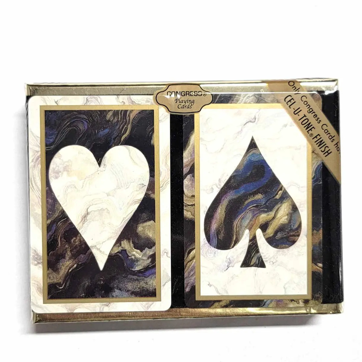 Congress Black Marble Cellutone Finish Standard 2 Pack Bridge Playing Cards