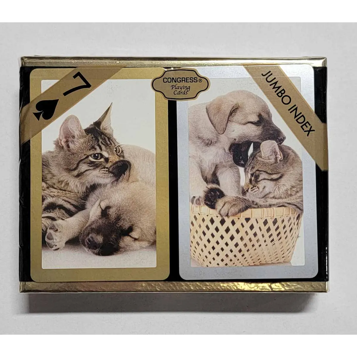 Congress Cat & Dog Jumbo Index Bridge Playing Cards - 2 Deck Set