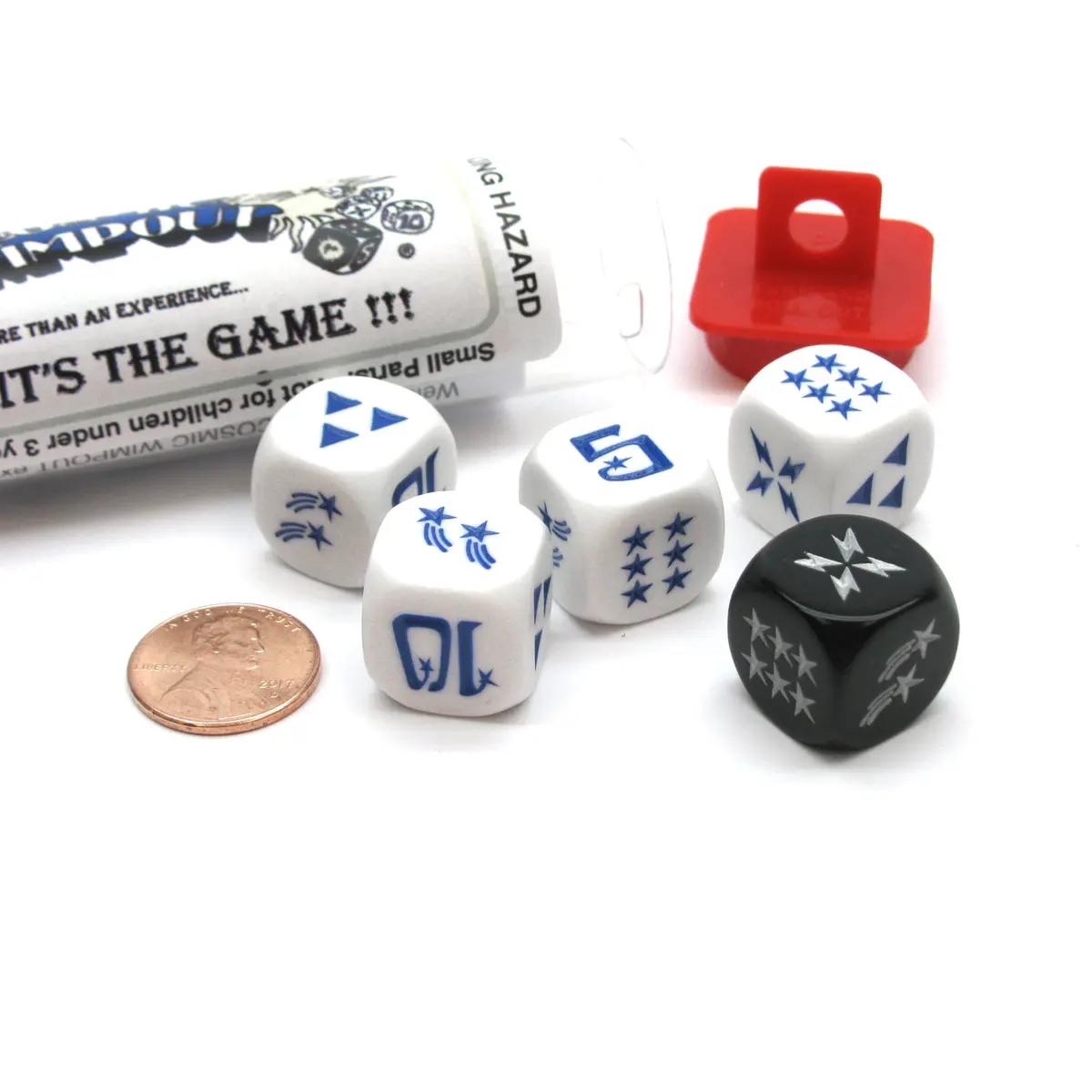 Cosmic Wimpout Dice Game - 5 Dice Set with Travel Tube and Instructions