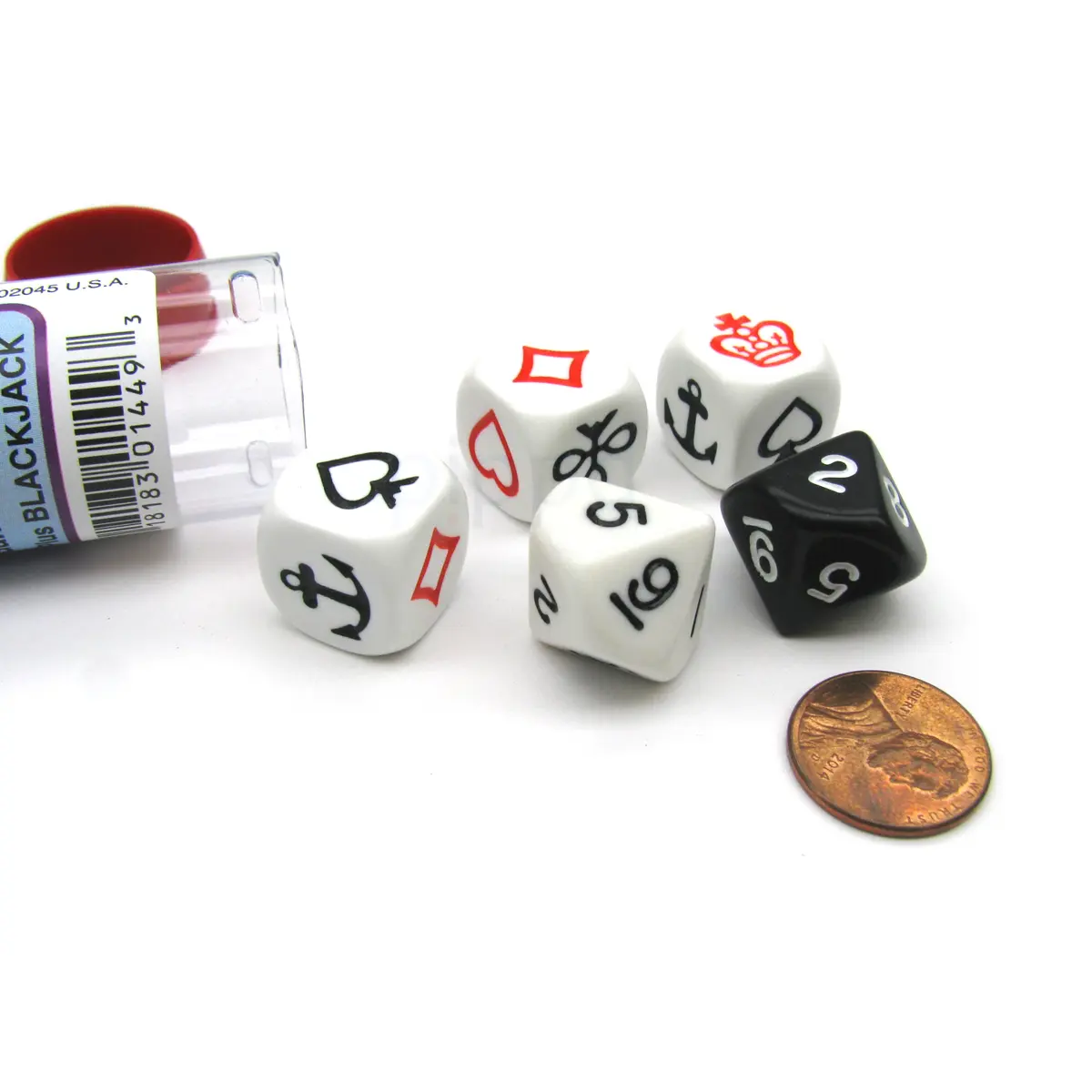 Crown & Anchor Dice Game with 5 Dice Travel Tube and Gaming Instructions