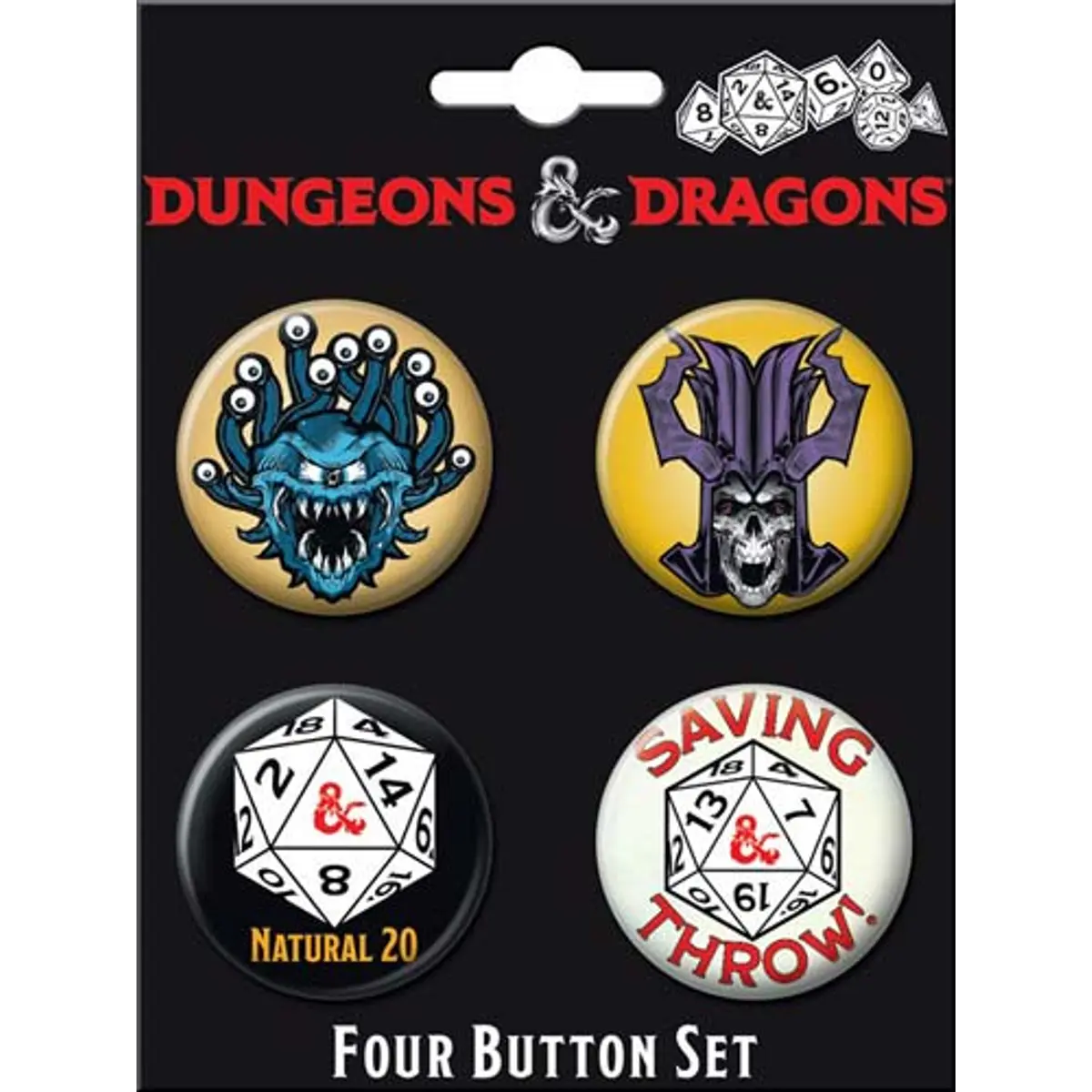 Dungeons & Dragons 4 Pack of 1.25" Round Collectible Buttons - Set 2