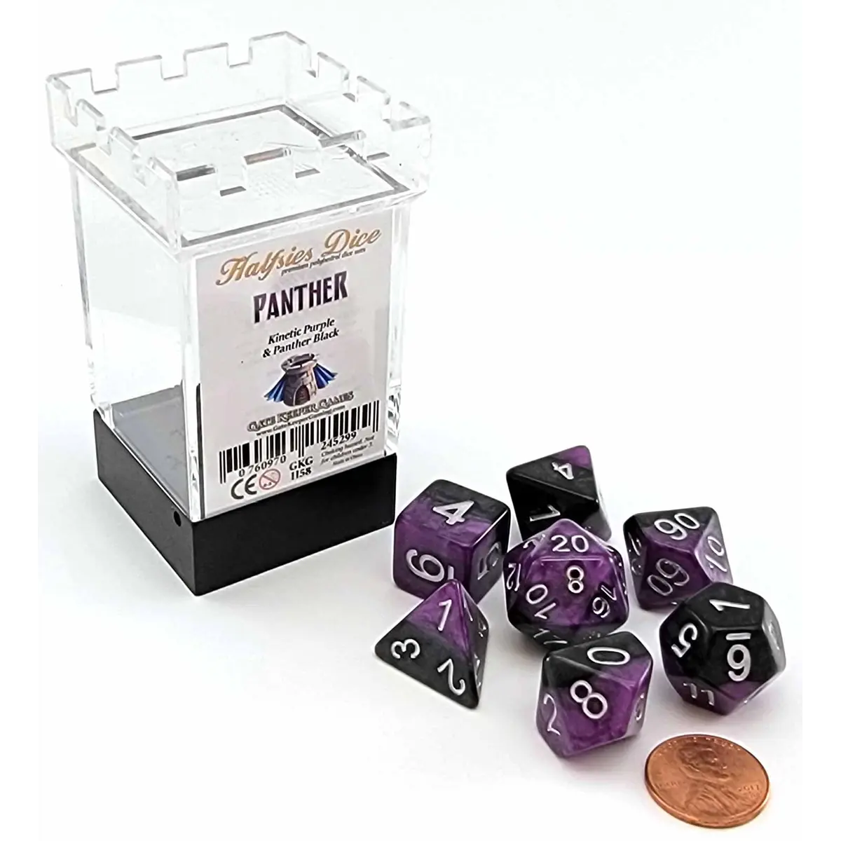 Halfsies Dice 7 Piece Polyhedral DnD Dice Set - Panther
